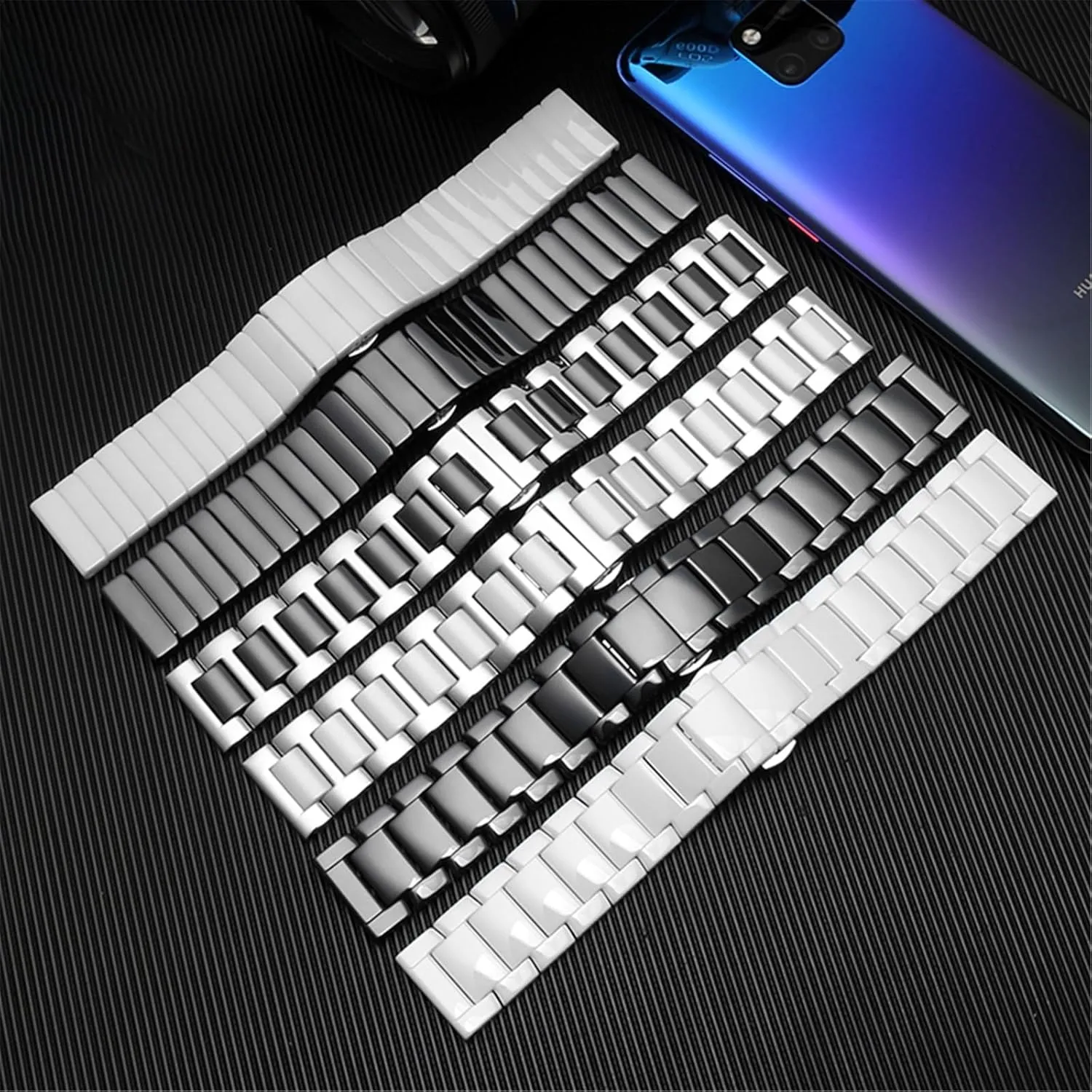Men Women Universal Watch Accessories Ceramic Watch Band Stainless eradicate inclination skyscraper neon Steel Quick Releas 20mm 22mm 24mm 