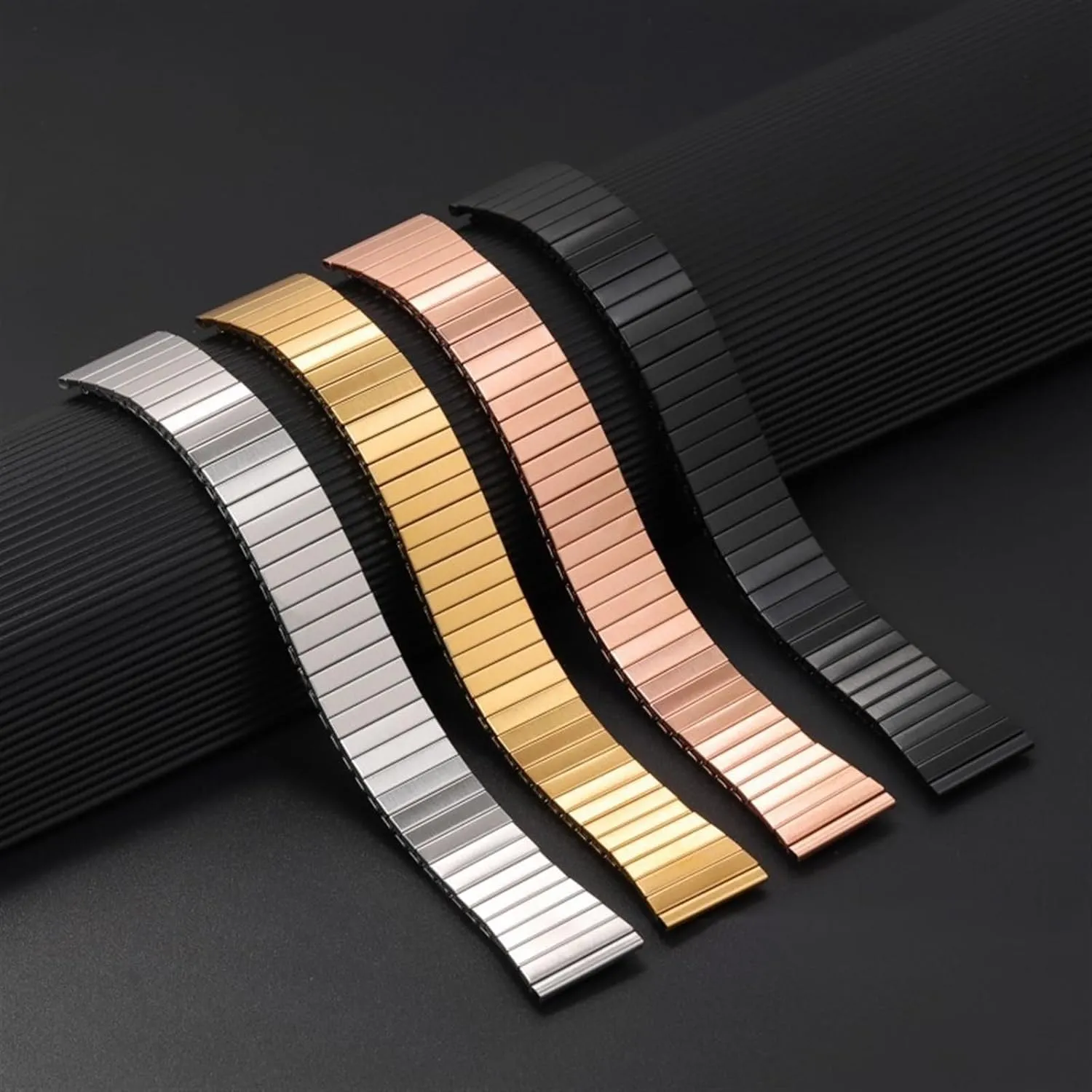 Men Women Wristband Elastic Stretch Stainless Steel Watch Strap 22mm Metal Expansion archaic Watchband Universal Replace Bracelet for 