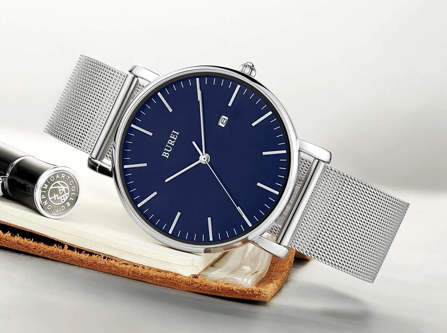 Men Wrist sear Watches Fashion Minimalist Analog Quartz Waterproof Watches for Men BUREI 