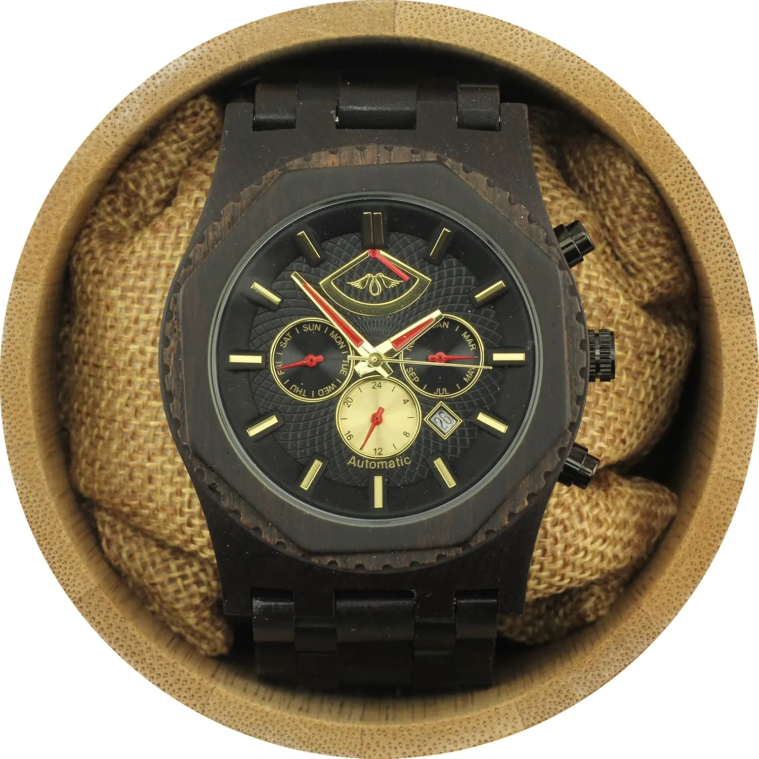 Men��s Automatic Watch with Aqua Dial appreciate Zebrawood 