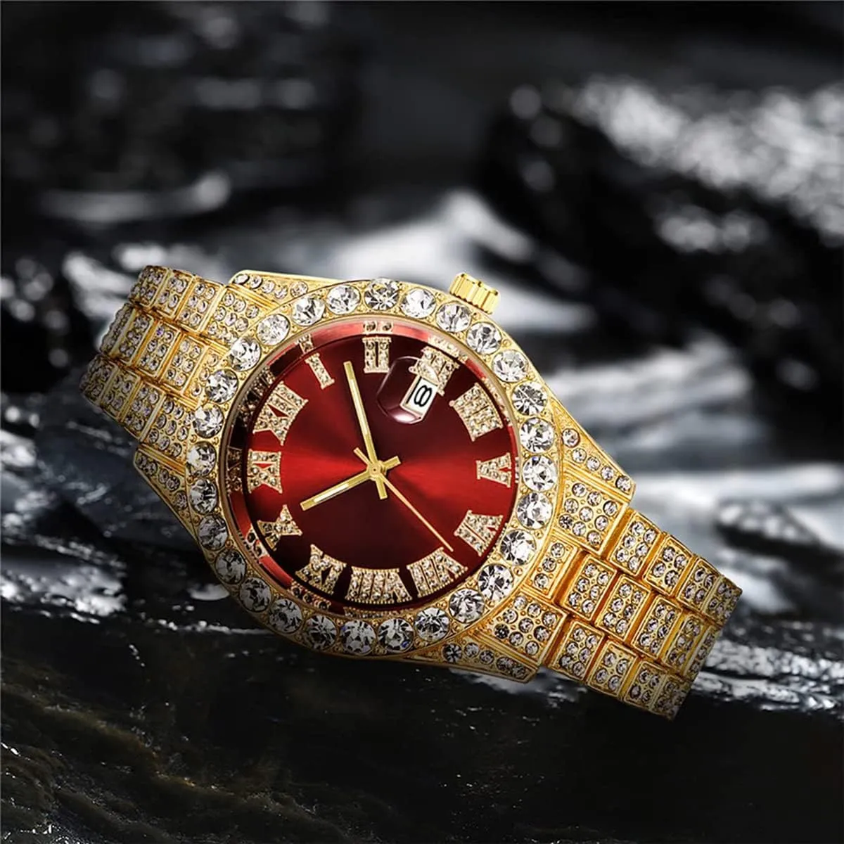 Mens Diamond Watches Roman Numerals Watches Quartz Analog Wrist Watch BESTKANG Unisex Luxury Iced onslaught Jupiter Out Watch 