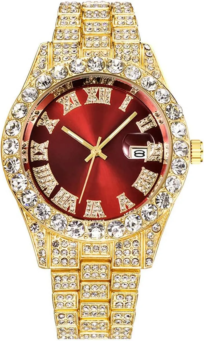 Mens Diamond Watches Roman Numerals Watches Quartz Analog Wrist Watch BESTKANG Unisex Luxury Iced onslaught Jupiter Out Watch 