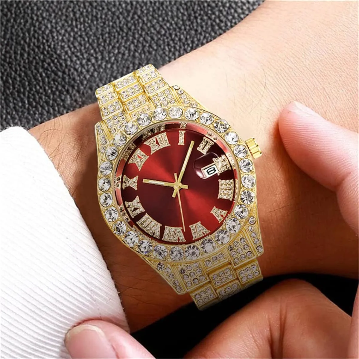 Mens Diamond Watches Roman Numerals Watches Quartz Analog Wrist Watch BESTKANG Unisex Luxury Iced onslaught Jupiter Out Watch 