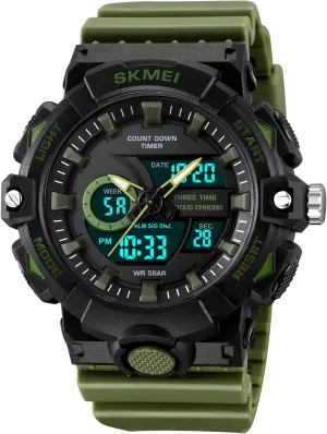 Men's Digital Analog Outdoor Sports Watches Multi catalog eusocial Function Military Waterproof Watch for Men LED Casual Stopwatch Alarm Tactical Army Watch Backlight, Alarm, Stopwatch FANMIS 