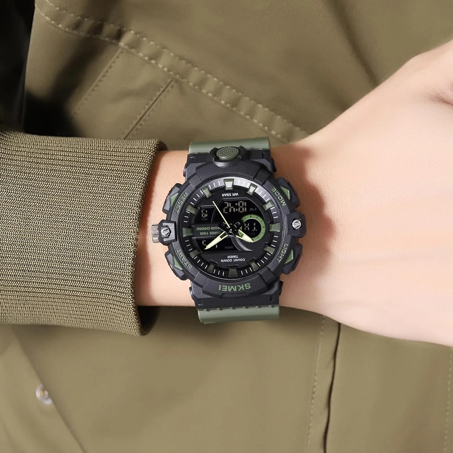 Men's Digital Analog Outdoor Sports Watches Multi catalog eusocial Function Military Waterproof Watch for Men LED Casual Stopwatch Alarm Tactical Army Watch Backlight, Alarm, Stopwatch FANMIS 