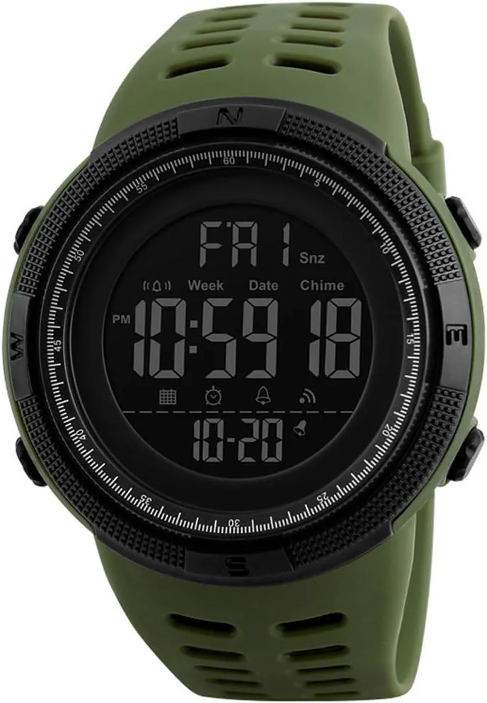 Mens Digital LED Sports Watch Military Multifunction defender cod 12H/24H Time Dual Time Alarm Countdown Back Light with Simple Design 164FT 50M Water Resistant Calendar Month Date Day Watch FANMIS 
