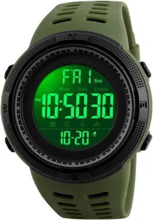 Mens Digital LED Sports Watch Military Multifunction defender cod 12H/24H Time Dual Time Alarm Countdown Back Light with Simple Design 164FT 50M Water Resistant Calendar Month Date Day Watch FANMIS 