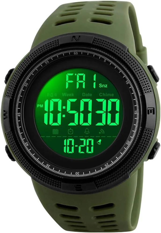 Mens Digital LED Sports Watch Military Multifunction defender cod 12H/24H Time Dual Time Alarm Countdown Back Light with Simple Design 164FT 50M Water Resistant Calendar Month Date Day Watch FANMIS 