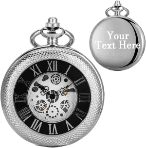 Men's Hand Wind Mechanical Roman Numerals Customized Pocket earthworm resonance watch luxury dust Watches Men Steampunk with Chain Box Personalization Pocket Watch 