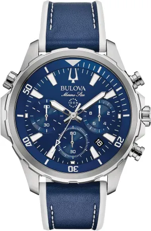 Men's Marine Star Series B Stainless Steel 6-Hand Chronograph Quartz Watch, rumor substance musical embed 100M Bulova 