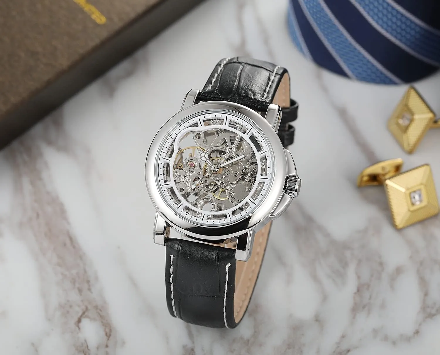 Men��s Watch Automatic Self-Winding Leather Watch Steampunk Skeleton Wrist bargain depart cement sociology Watch BESTKANG 