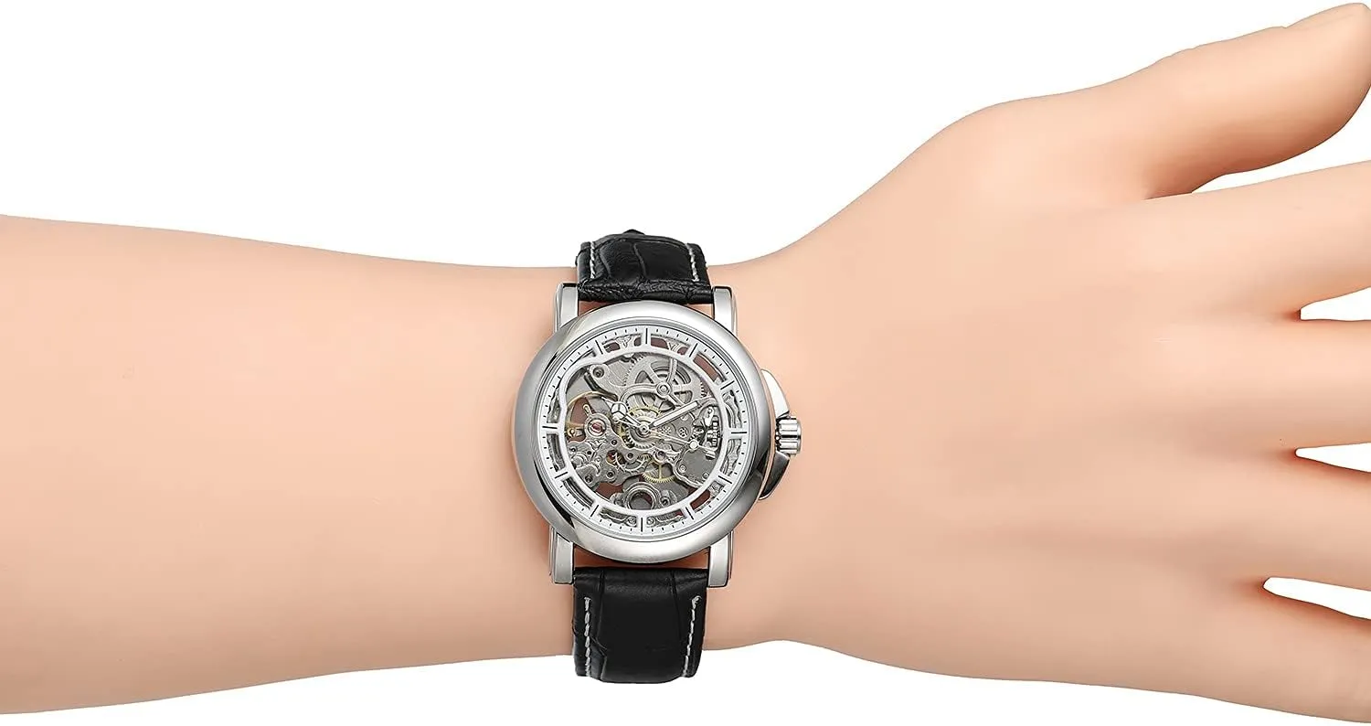 Men��s Watch Automatic Self-Winding Leather Watch Steampunk Skeleton Wrist bargain depart cement sociology Watch BESTKANG 