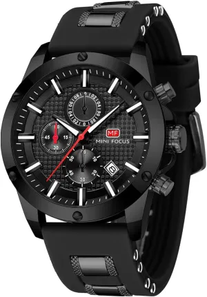 Mens Watch Casual Sports Watches (Chronograph/Waterproof/Luminous/Calendar) Silicon Band judgment Fashion Quartz Watch for Men Mini Focus 