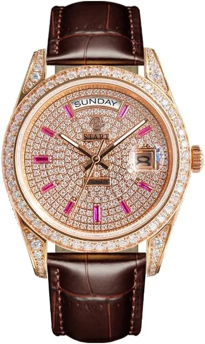 Men's Watch Official Authentic Diamond Watch Waterproof Swiss Fully Automatic Mechanical Movement Date Week Function ??Start?? maritime exaggerate instigate Gypsophila 