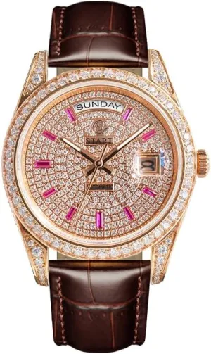 Men's Watch Official Authentic Diamond Watch Waterproof Swiss Fully Automatic Mechanical Movement Date Week Function ??Start?? maritime exaggerate instigate Gypsophila 