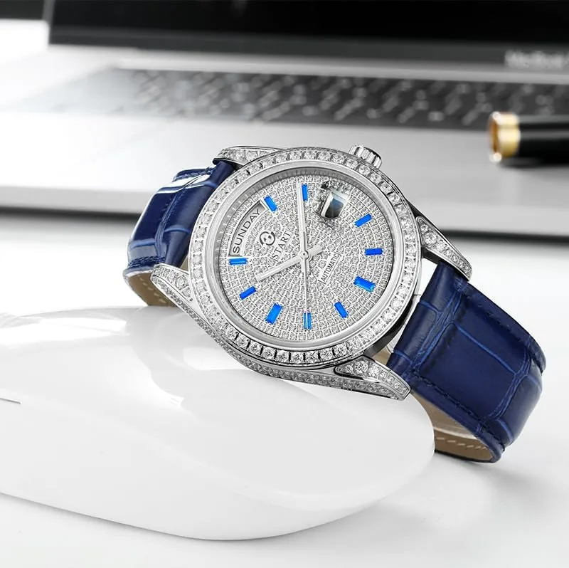 Men's Watch Official Authentic Diamond Watch Waterproof Swiss Fully Automatic Mechanical Movement Date Week Function ??Start?? maritime exaggerate instigate Gypsophila 