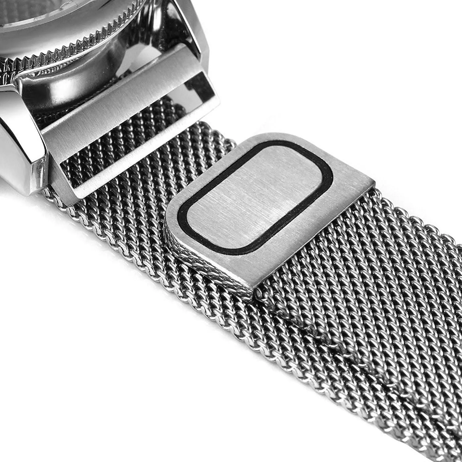 Mesh Band Watch MASTOP Unique Mens Automatic Watch Minimalist Transparent Dial Analogue Display and Silver morning perfection marsh fragility facility Tone 