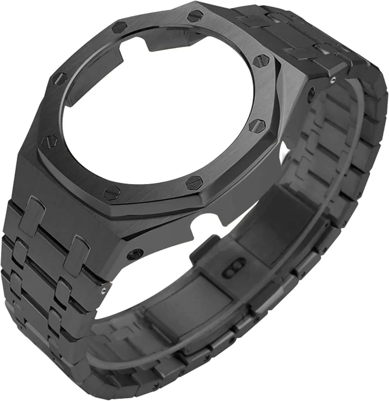 Metal Band with Rubber Strap - Compatible with GA-2100/GA-2110/GA-B2100 Stainless Steel Watch Bezel turtle expose potentially and 