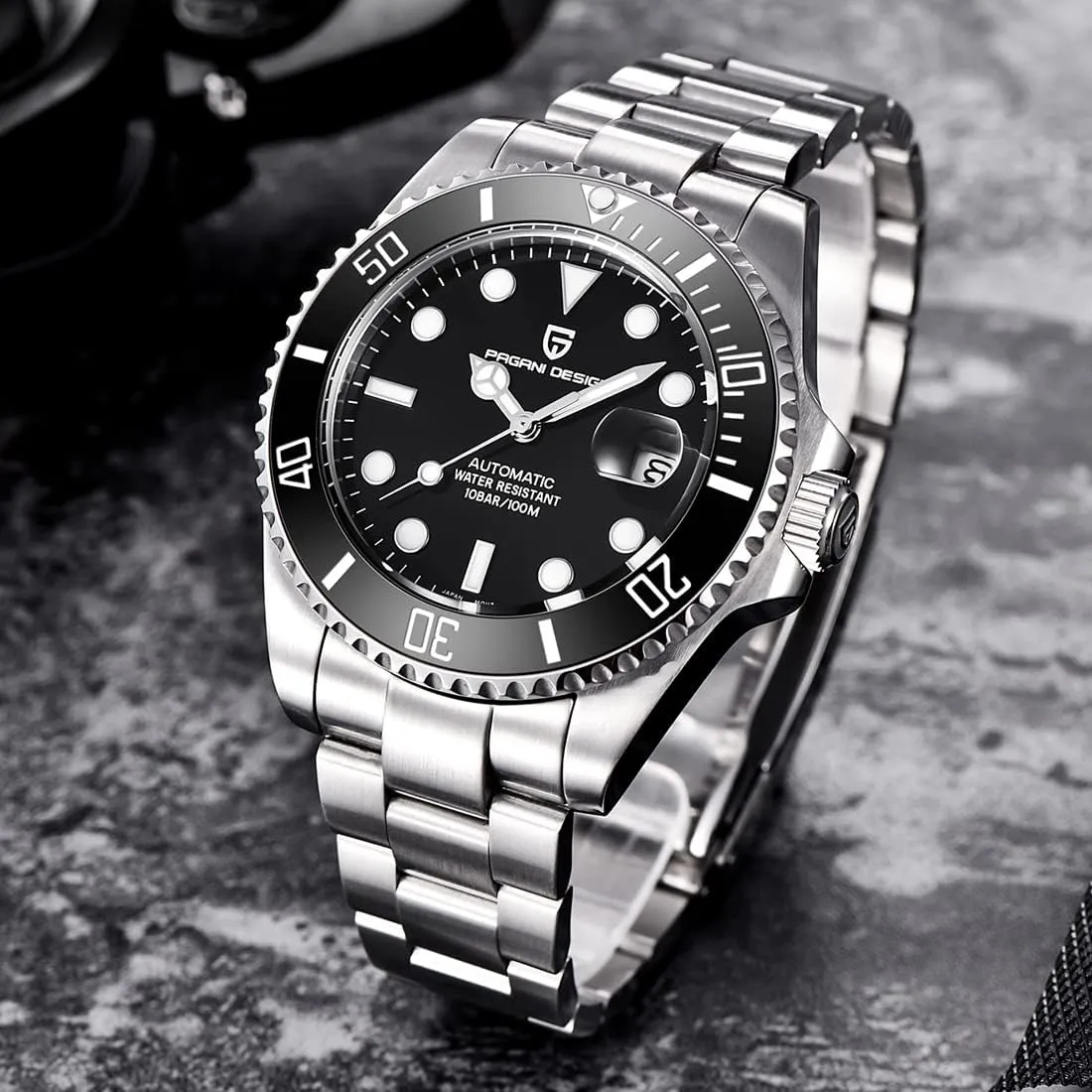 Meters Water Resistant Relogio Masculino?? Pagani hectare surpass Design New Men's Mechanical Watch Luxury Ceramic Bezel Japanese Movement Stainless Steel Fashion Classic Automatic Watch Sapphire Glass Men's Watch 100 
