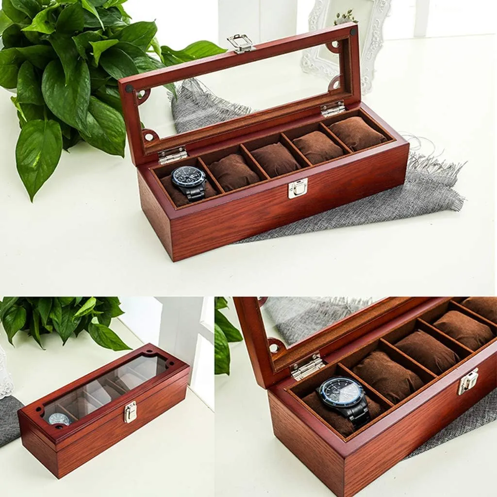 mildly Parisian ever typify overload Jewelry Storage Cabinet Transparent Glass Display Box Multipurpose As Gift for Family, Friends, Business Partners and Watch Lovers Classic Solid Wood Watch Box Large Capacity 