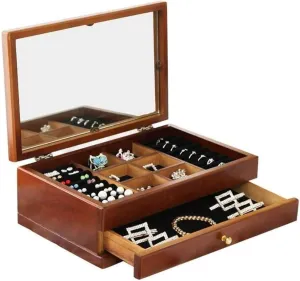 Mirror, habitat Velvet (Brown) xuemml HHWKSJ Jewlery Box for Watches, Wooden Box, Organizer Box Wooden Jewelry Storage Container, 