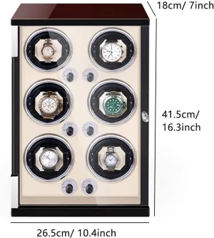Mode Setting Accessories GeRRiT Automatic Watch Winder Box,Quiet Motor avoid 6 Watch Built-in LED Light Adjustable Watch Pillows 5 Rotation 
