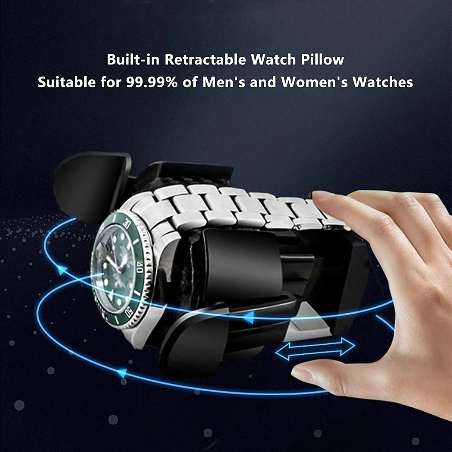 Mode Setting Accessories GeRRiT Automatic Watch Winder Box,Quiet Motor avoid 6 Watch Built-in LED Light Adjustable Watch Pillows 5 Rotation 