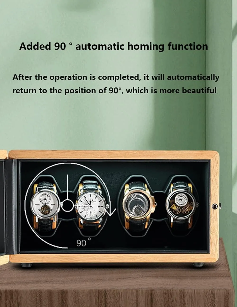 Motor, for 2,4 Watches,Wood Color,for indifference 4 Watches Solid Wood Watch Winder, Anti-Magnetic, Vertical Winding, Stop When Opening, Watch Shaker, Ultra-Quiet 
