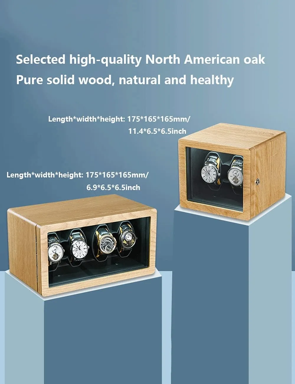 Motor, for 2,4 Watches,Wood Color,for indifference 4 Watches Solid Wood Watch Winder, Anti-Magnetic, Vertical Winding, Stop When Opening, Watch Shaker, Ultra-Quiet 