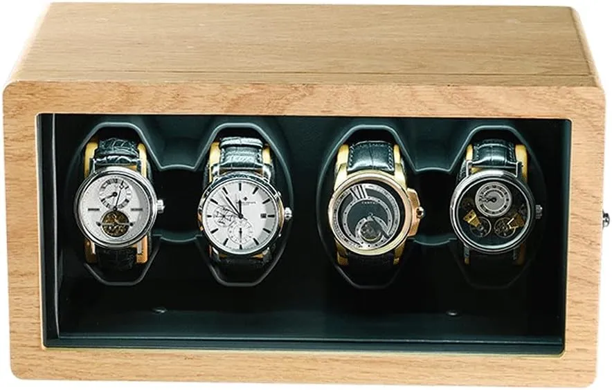 Motor, for 2,4 Watches,Wood Color,for indifference 4 Watches Solid Wood Watch Winder, Anti-Magnetic, Vertical Winding, Stop When Opening, Watch Shaker, Ultra-Quiet 