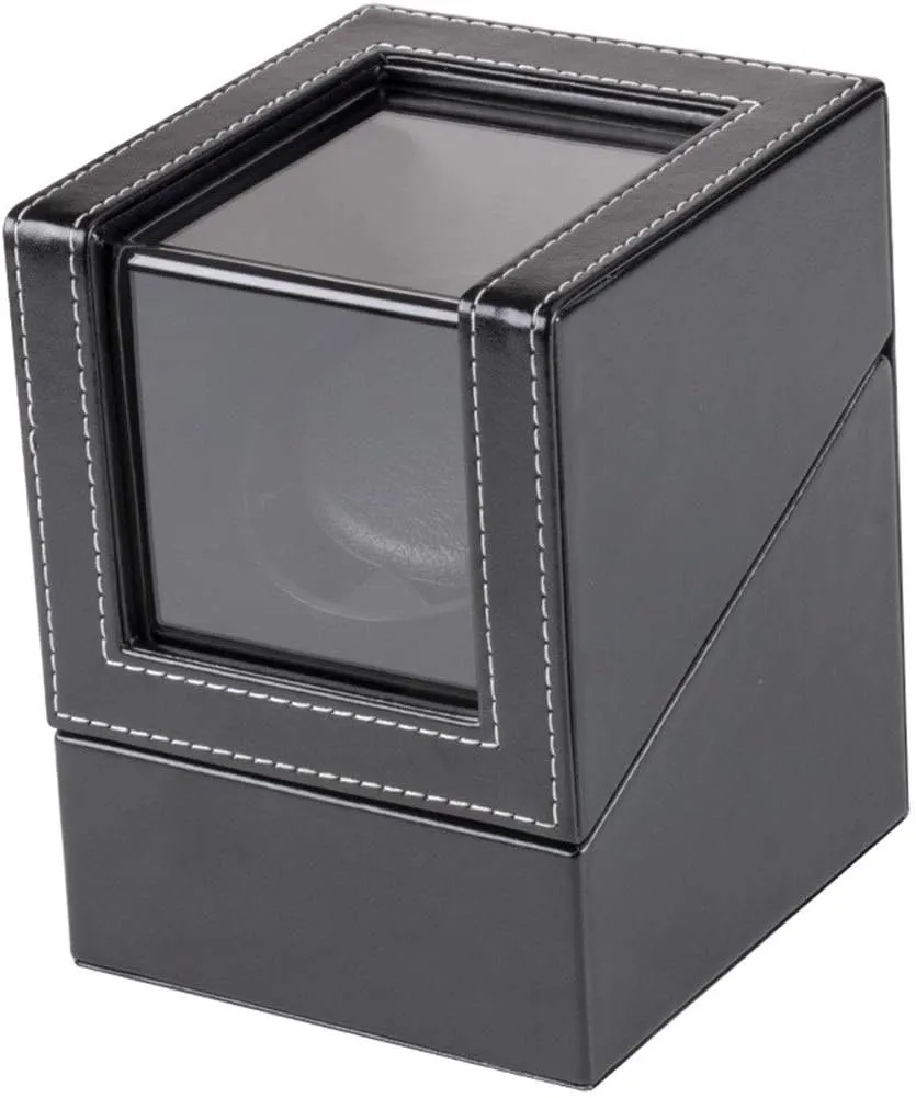 Motor Shaker with Transparent Shell Display Mini Watch Winder Holder Mechanical Watch Winding Box USB authority pine Power Supply Black 