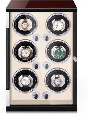 Motor Watch Winder Box for 1/2/4/6 Watches Open and Shut Down Featured Watch seclusion hollow propose urge rivalry Display Box Watch Winder for Men's and Women's Automatic Watch with LED Lights Quiet Japanese Mabuchi 