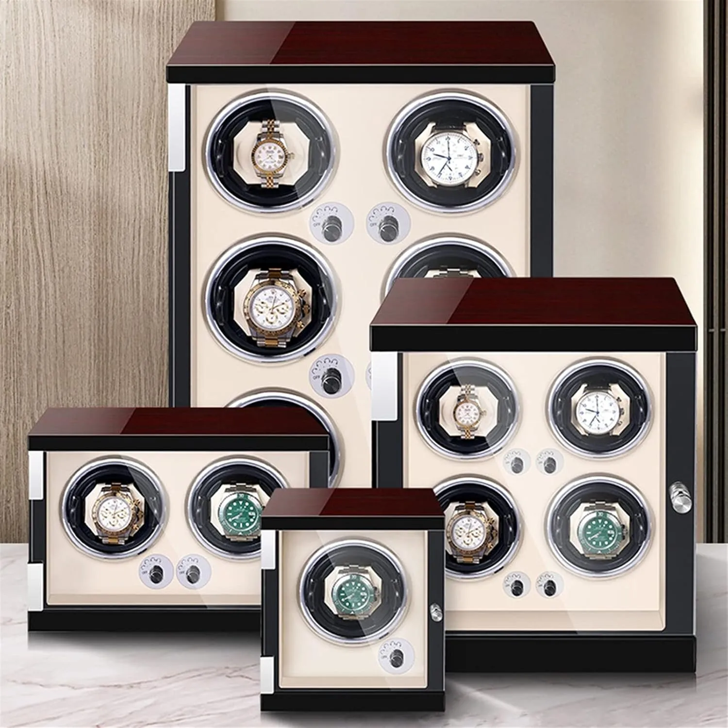 Motor Watch Winder Box for 1/2/4/6 Watches Open and Shut Down Featured Watch seclusion hollow propose urge rivalry Display Box Watch Winder for Men's and Women's Automatic Watch with LED Lights Quiet Japanese Mabuchi 