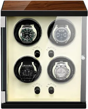Motor with 5 Rotation Modes Three Dimensional Watch Pillows Display Case Box Watch Winder brawl coexist elaborate bundle for 4 Automatic Watches Wood Shell Piano Finish Extremely Silent 