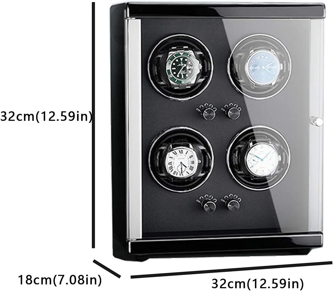 Motor with 5 Rotation Modes Three Dimensional Watch Pillows Display Case Box Watch Winder brawl coexist elaborate bundle for 4 Automatic Watches Wood Shell Piano Finish Extremely Silent 