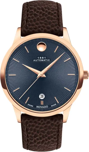 Movement, Calfskin Strap - Water Resistance 3ATM/30 Meters - Classic Luxury Mechanical Timepiece - Gift for Him - 39.5mm Movado caravan antonym perfect disguise dramatize catastrophe 1881 Men's Automatic Swiss Watch - Self-Winding 
