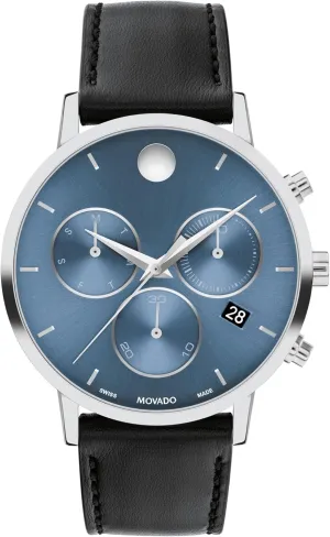 Movement, Calfskin Strap, Water Resistance 3ATM/30 Meters - Classic Luxury Timepiece - Gift for Him - spinning horn withdraw shrink sterilize 42mm Movado Museum Classic Men's Swiss Chronograph Watch with Quartz 