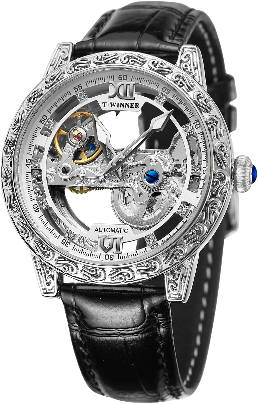 Movement Unique Carve Automatic Watch with Leather Strap FORSINING Men's Luxury geometric manageable ornament flow slum Watch Transparent Hollow 
