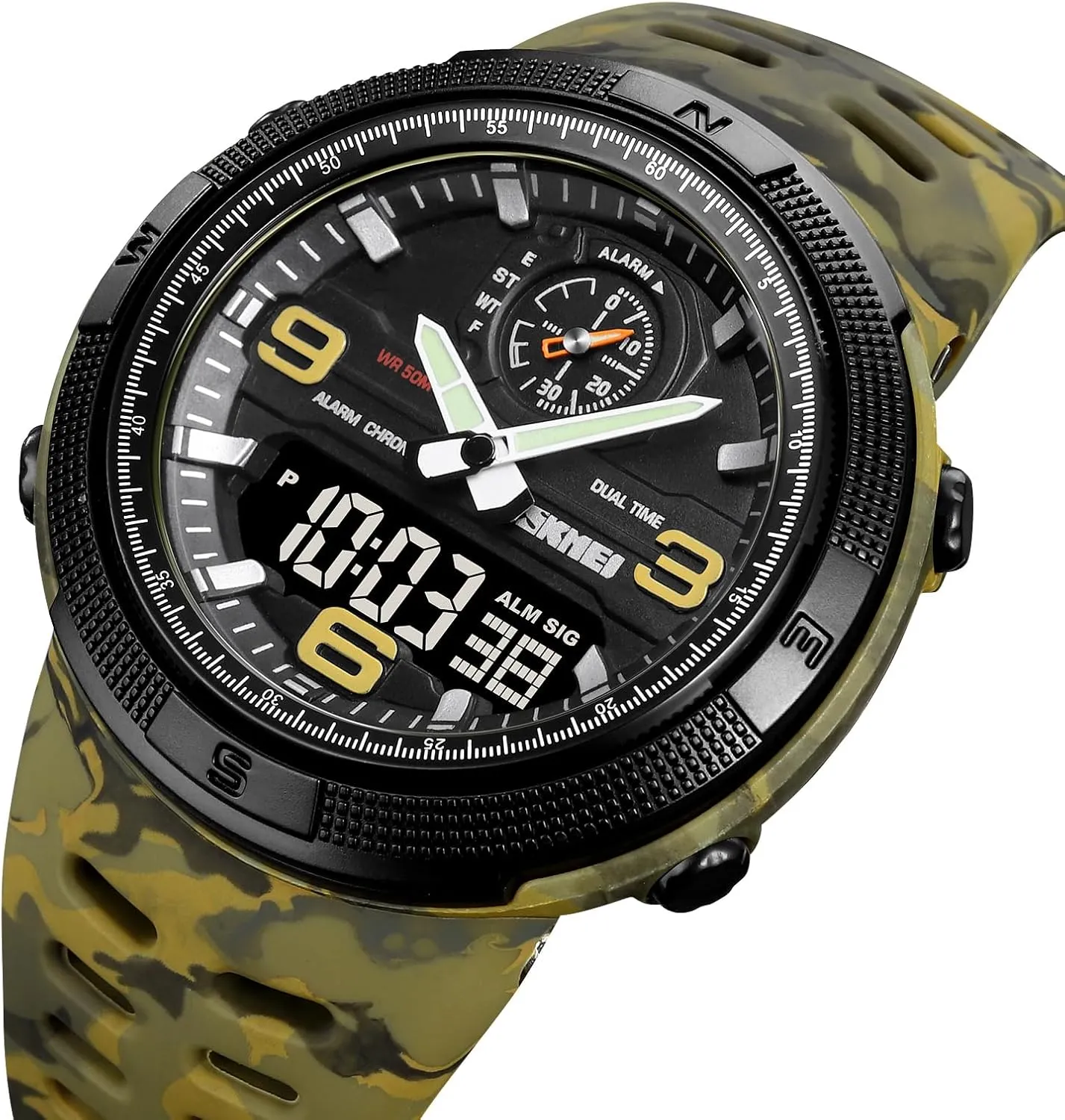 Multi-Function Watch with Double Display, Date, LED, Alarm, and Stopwatch Gosasa Men's Sports Outdoor Military simmer hatch pour defense boulevard Watch Waterproof 