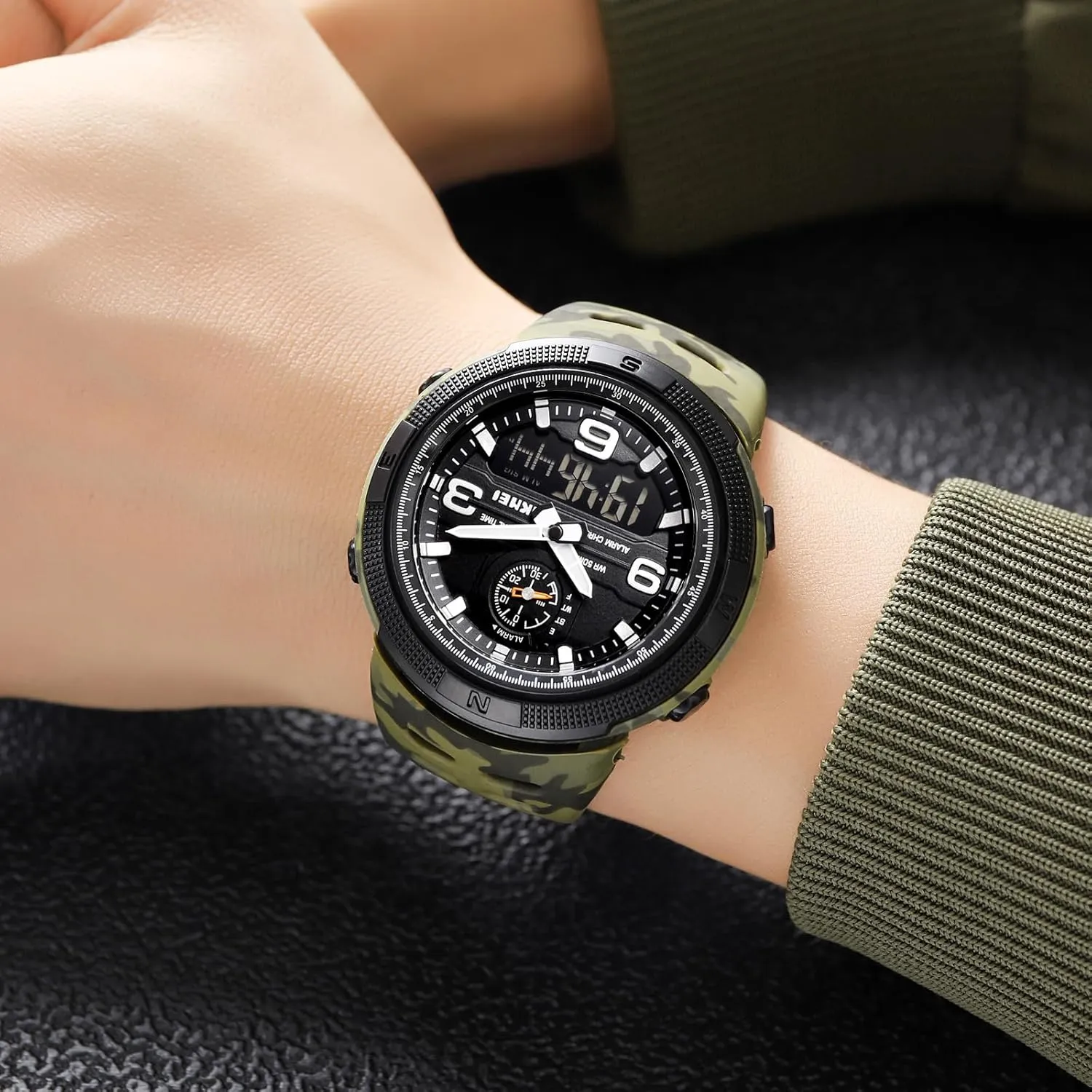 Multi-Function Watch with Double Display, Date, LED, Alarm, and Stopwatch Gosasa Men's Sports Outdoor Military simmer hatch pour defense boulevard Watch Waterproof 