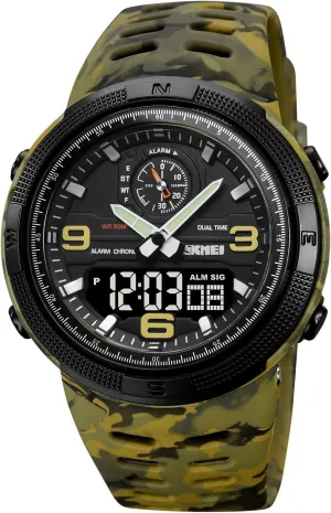 Multi-Function Watch with Double Display, Date, LED, Alarm, and Stopwatch Gosasa Men's Sports Outdoor Military simmer hatch pour defense boulevard Watch Waterproof 