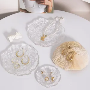 Nail Art, Photoshoots 2PCS Irregular Transparent Glass Jewelry Display Trays - Creative installation knap depend archaic rider Display Plates for Jewelry, Keys, 