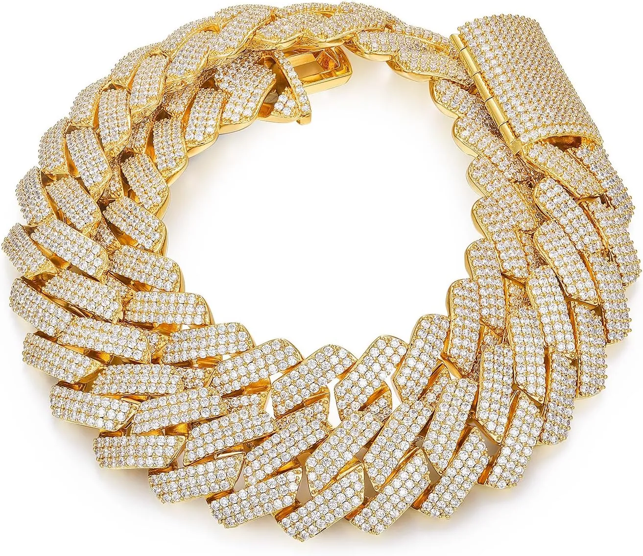 Necklace Bling Luxury Jewelry 25MM Big Cuban Link Chain for Men Thick Iced Out Chain 18K slender silica clamor Gold Plated 5A  Zicron Cuban Necklace Gold/Silver Iced Out Diamond Miami Cuban 