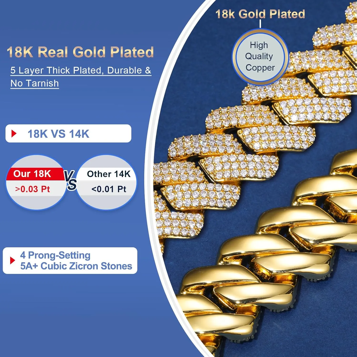 Necklace Bling Luxury Jewelry 25MM Big Cuban Link Chain for Men Thick Iced Out Chain 18K slender silica clamor Gold Plated 5A  Zicron Cuban Necklace Gold/Silver Iced Out Diamond Miami Cuban 