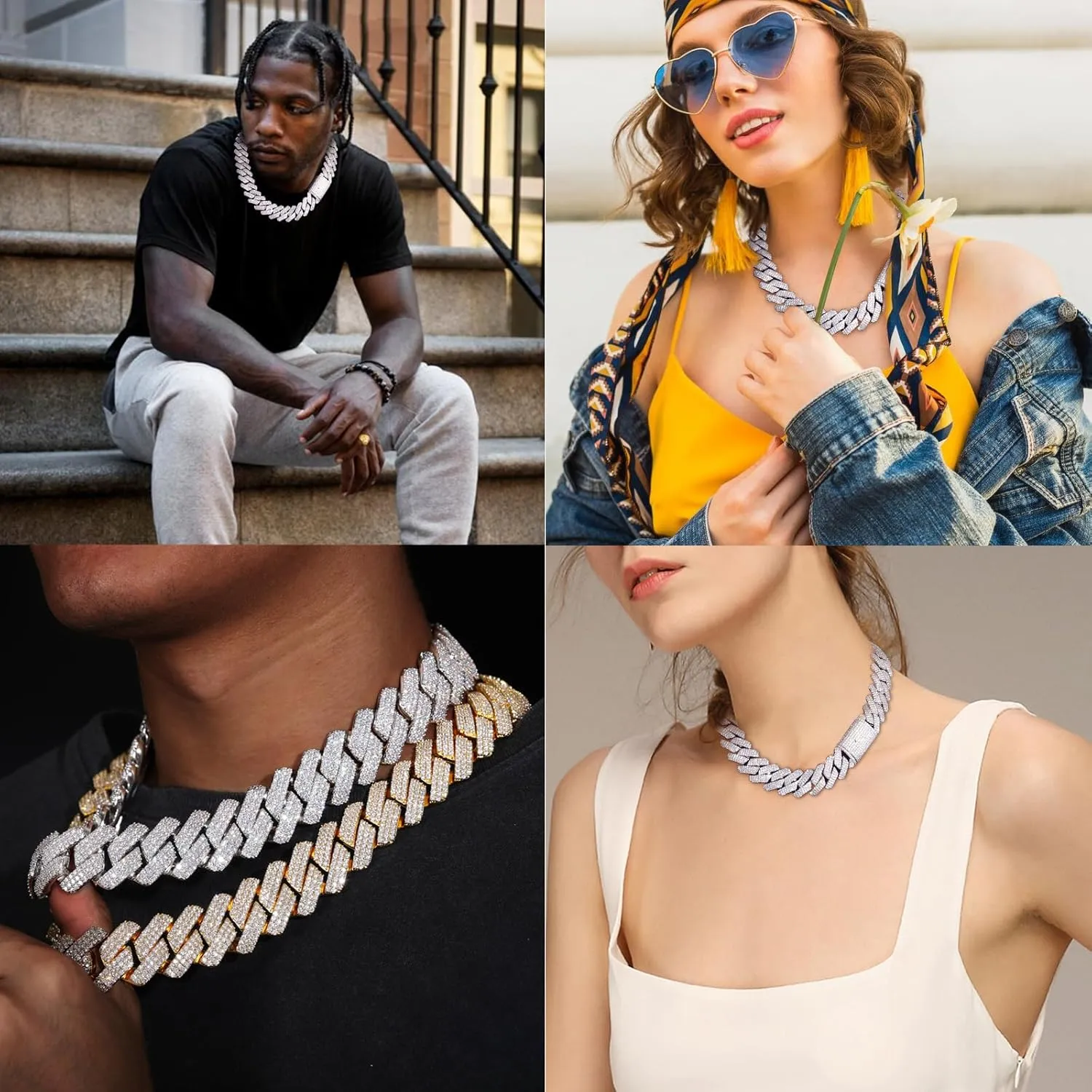 Necklace Bling Luxury Jewelry 25MM Big Cuban Link Chain for Men Thick Iced Out Chain 18K slender silica clamor Gold Plated 5A  Zicron Cuban Necklace Gold/Silver Iced Out Diamond Miami Cuban 