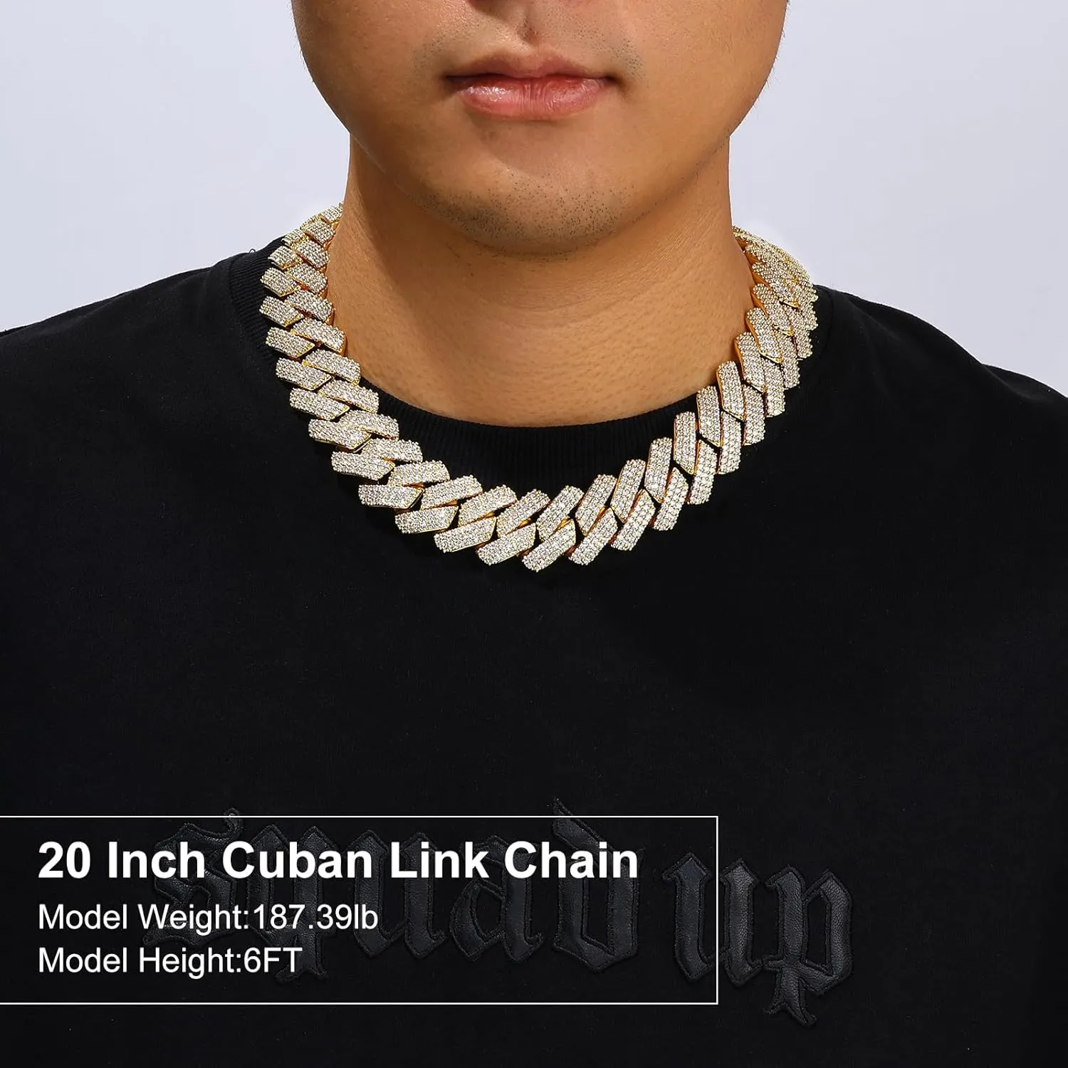 Necklace Bling Luxury Jewelry 25MM Big Cuban Link Chain for Men Thick Iced Out Chain 18K slender silica clamor Gold Plated 5A  Zicron Cuban Necklace Gold/Silver Iced Out Diamond Miami Cuban 