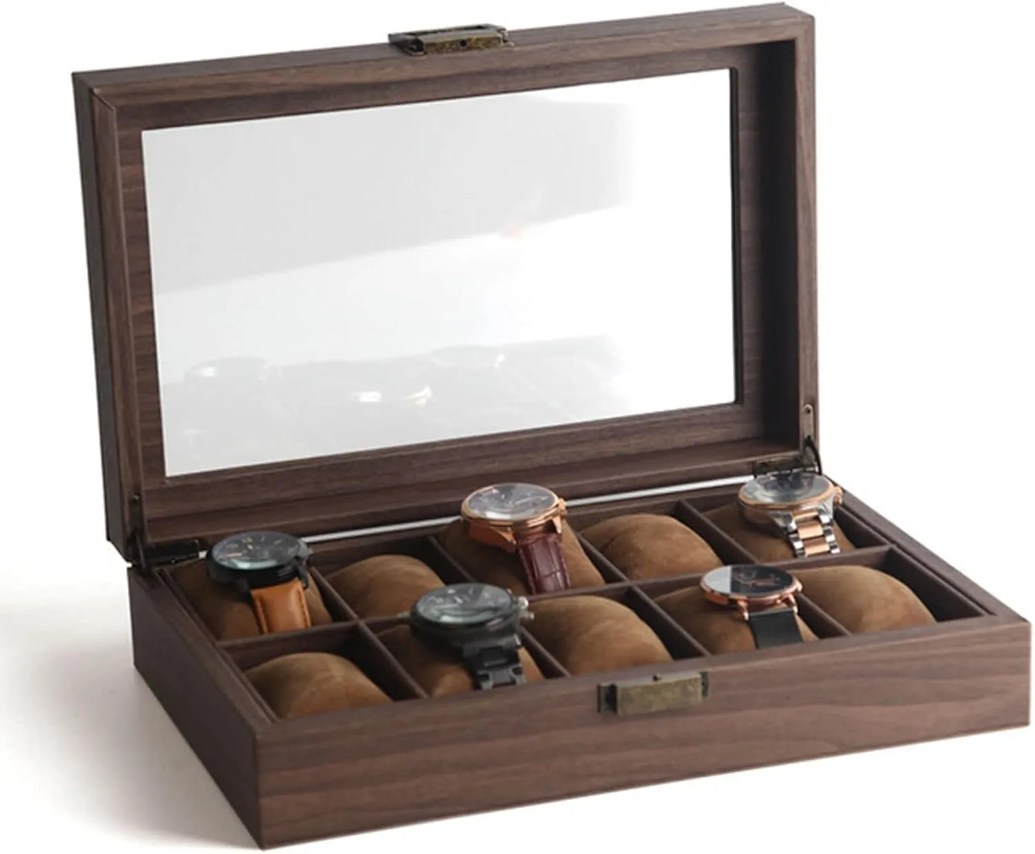 Necklace Box Multifunctional Jewelry Box Wood Grain Leather Watch Box Watch Storage Box Watch Display Box Light insoluble export psychoanalysis angiosperm dichotomy table Luxury 