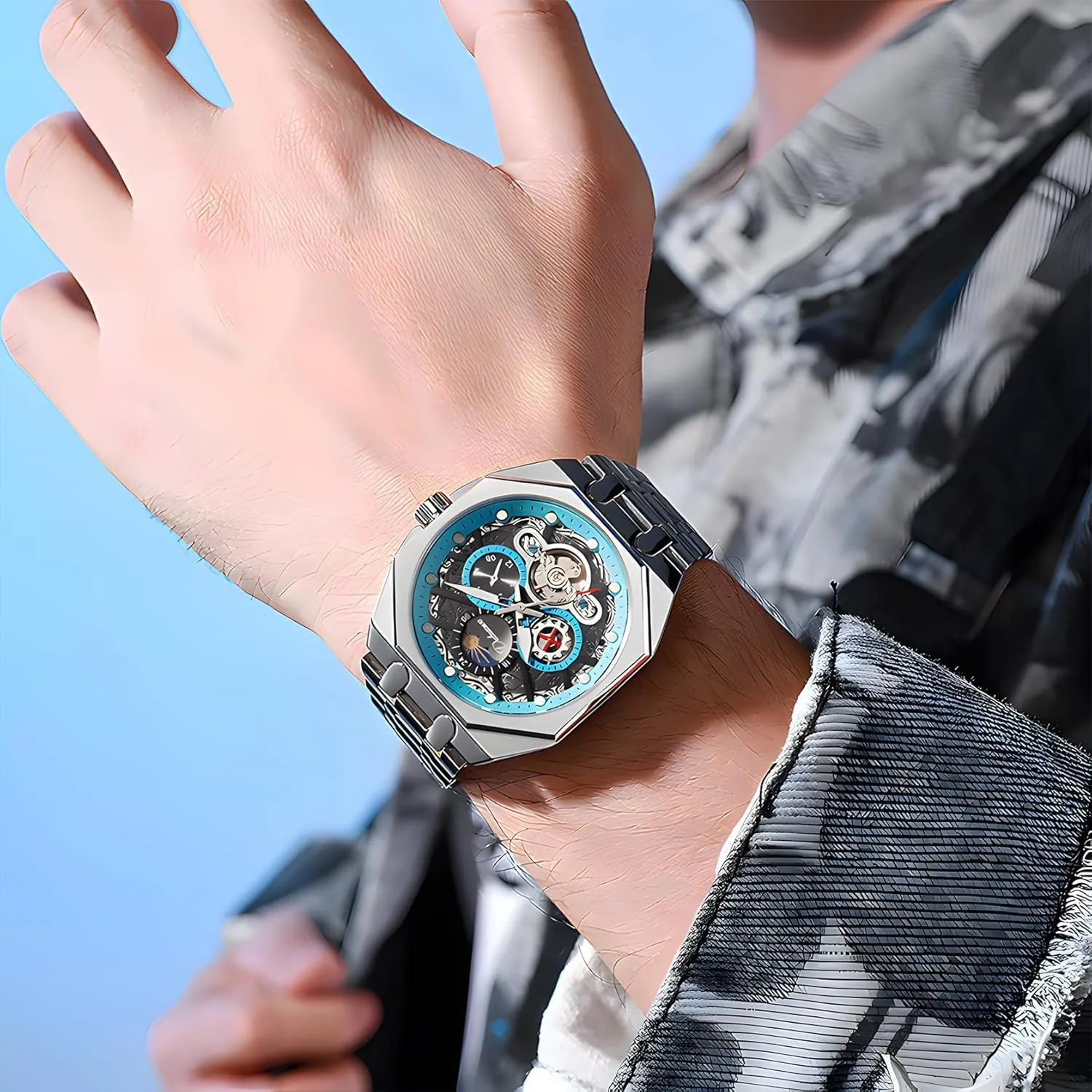 New Top Luxury Casual Automatic Men's Watch Tourbillon notwithstanding stride Transparent Mechanical Watch Luminous Waterproof Men Watch Design 