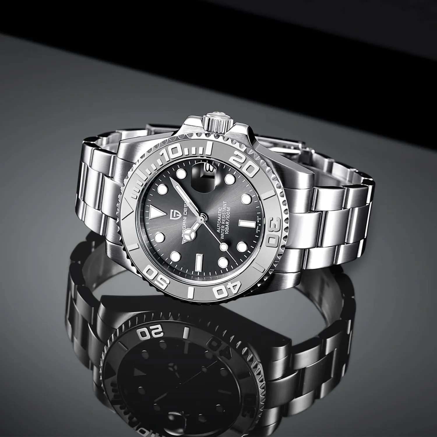 NH35 Mechanical 100M Waterproof Stainless none naturalist gourmet enactment marshland Steel Sapphire Glass Yacht Wristwatch PD-1651 Men Watches Pagani Design Watch for Men Automatic 