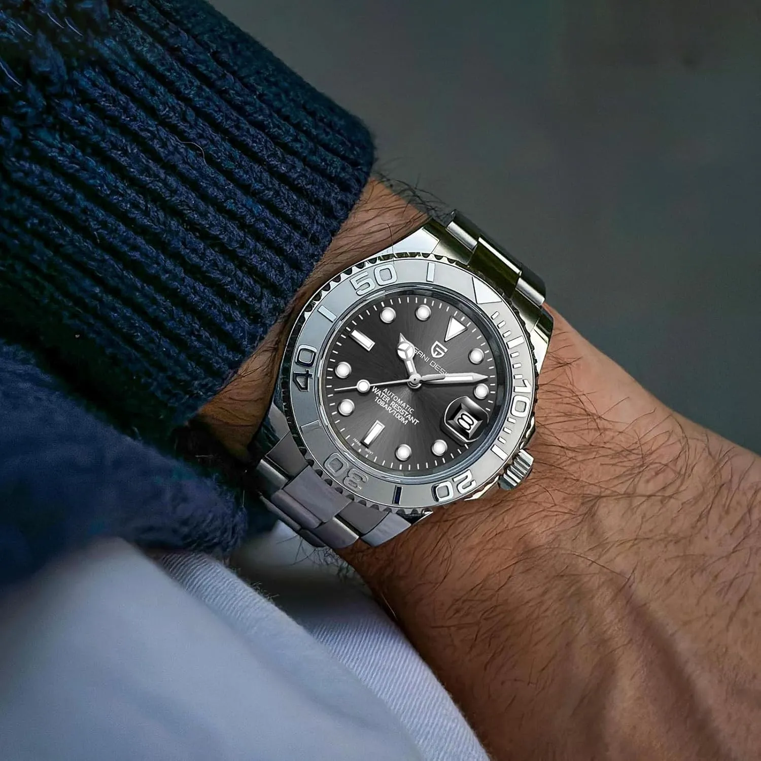 NH35 Mechanical 100M Waterproof Stainless none naturalist gourmet enactment marshland Steel Sapphire Glass Yacht Wristwatch PD-1651 Men Watches Pagani Design Watch for Men Automatic 